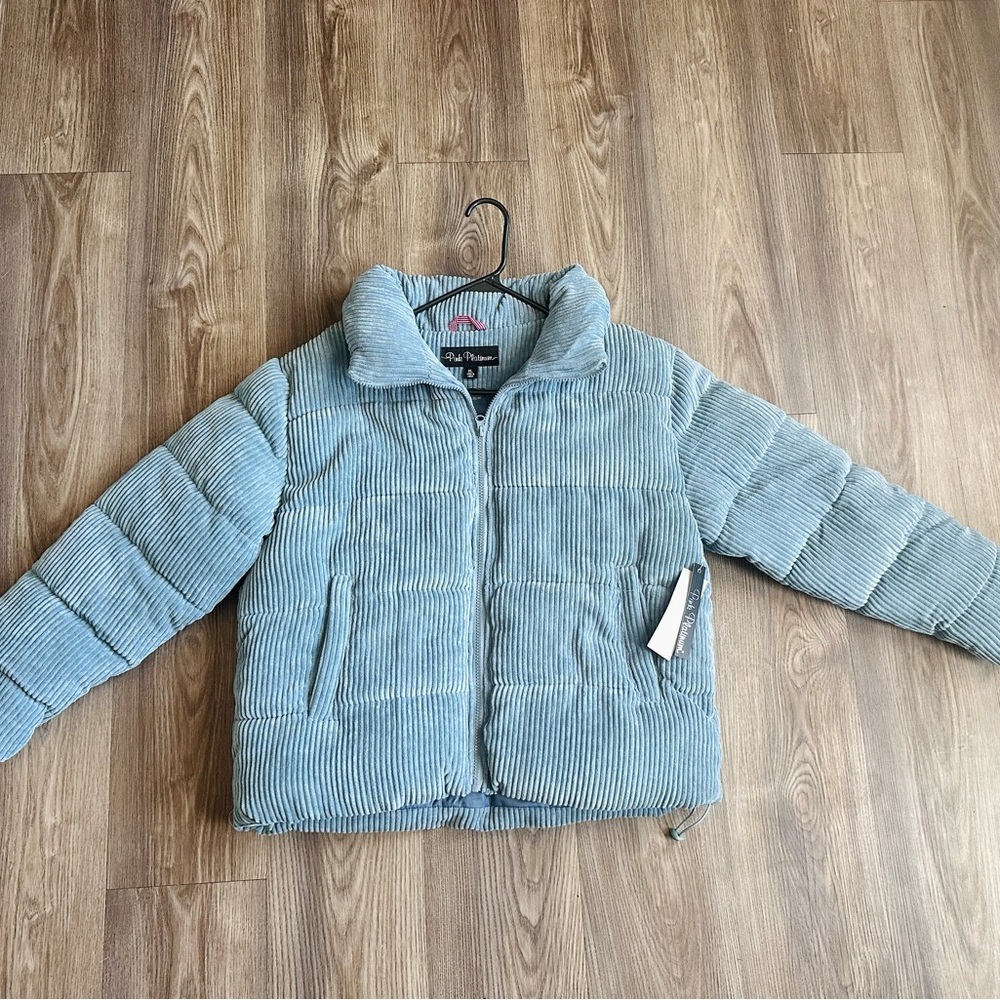 Baby Blue Corduroy Puffer Jacket - Picture 2 of 5